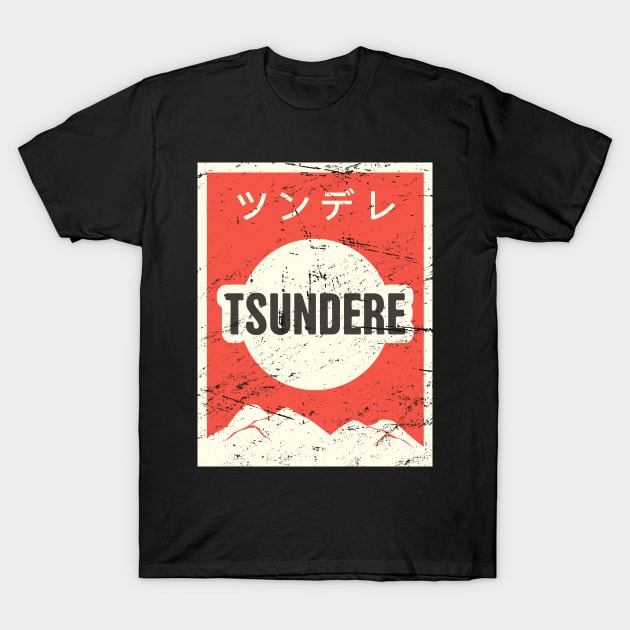 TSUNDERE - Vintage Japanese Anime Poster T-Shirt by MeatMan